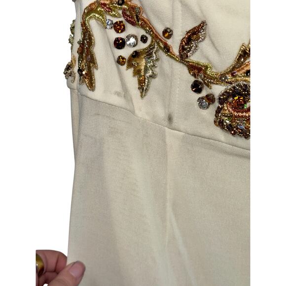 NEW Mandalay Cream Embellished Maxi Long Evening Gown Formal Dress Women Size 10 - Picture 10 of 16